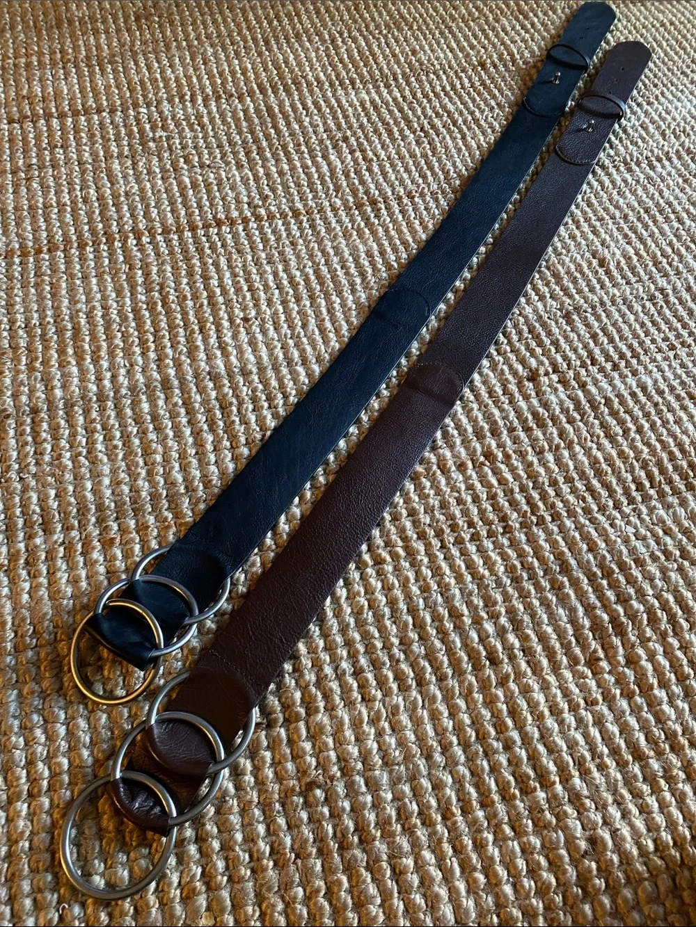 J. Jill Leather Triple-Ring Belt in Black and Brown. **Genuine Leather**
